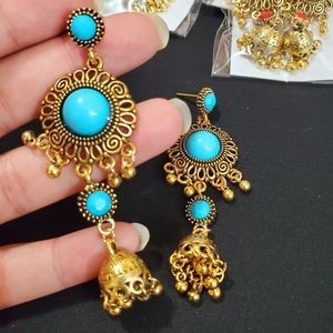 Bollywood style long jumka earrings